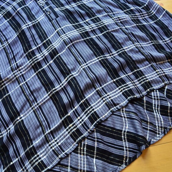 Lane Bryant Plaid Metallic Button Tunic Black 18/20 - Picture 5 of 12